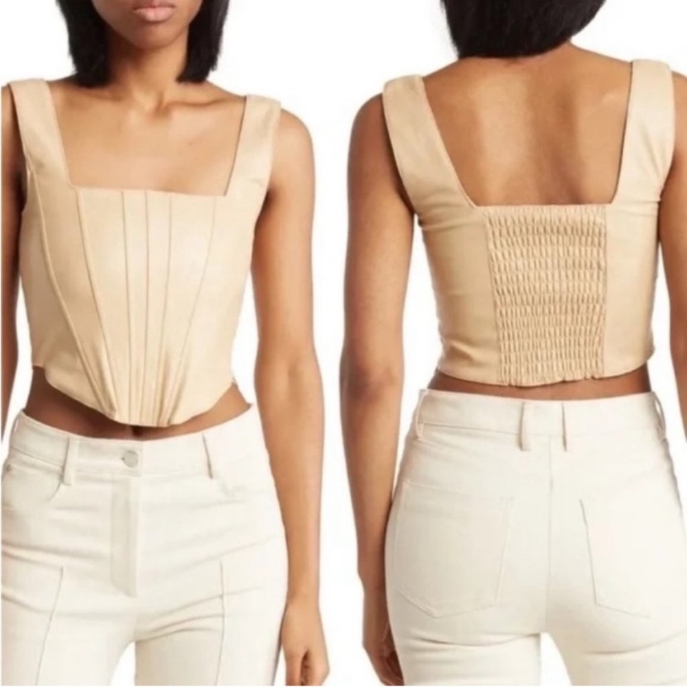 7 For All Mankind Faux Leather Crop Top